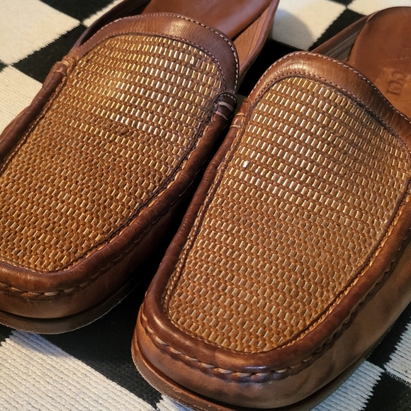 Sesto Meucci Giana Tan & Gold Woven Italian Leather Mule Wmns sz 10M - Picture 3 of 8